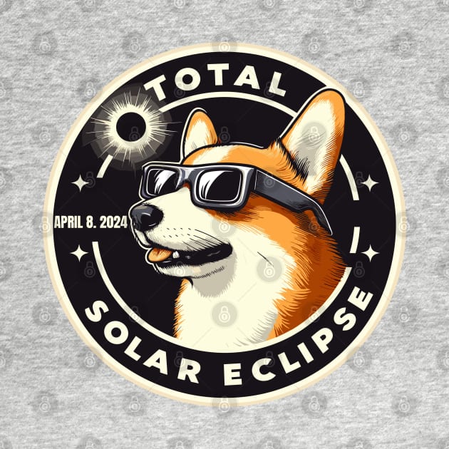 Funny Corgi Total solar eclipse 2024 by TomFrontierArt